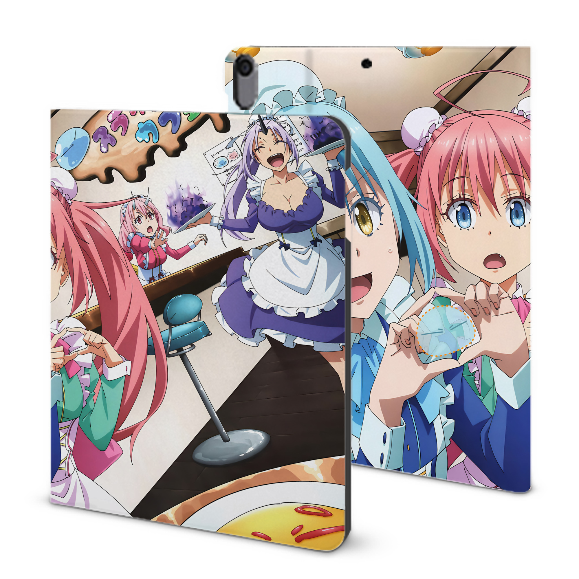 （画像用） 転スラ Regarding Reincarnated to Slime IPad ケース ブック型 PUレザー TPU 耐衝撃 軽量 薄型 ペン収納なし 全面保護 IPad 各モデル対応
